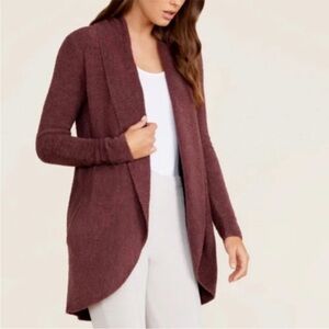 Barefoot Dreams CozyChic Lite Rosewood Burgundy Circle Cardigan Sweater - M